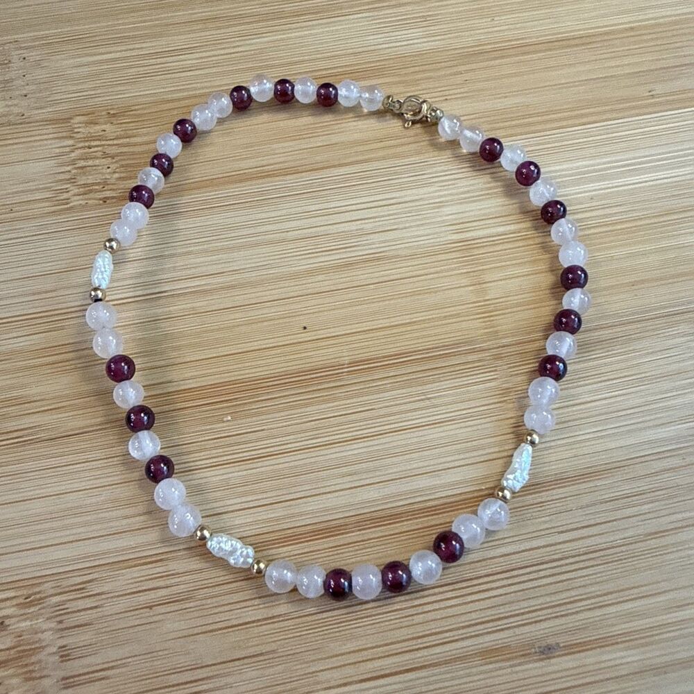 VINTAGE PEARL AND PINK BEAD BRACELET LARGE SIZE 9” LONG UNBRANDED